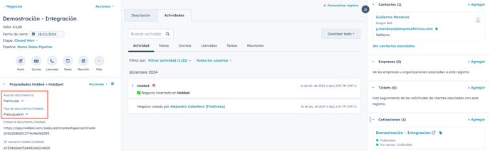 HubSpot + Holded (propiedades negocio)